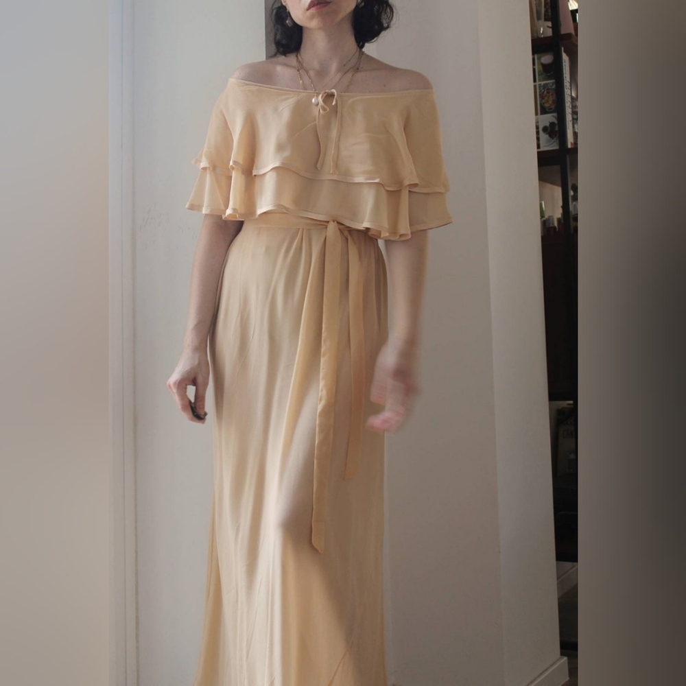 Antique Vintage 1930s silk peach salmon nude slip dress